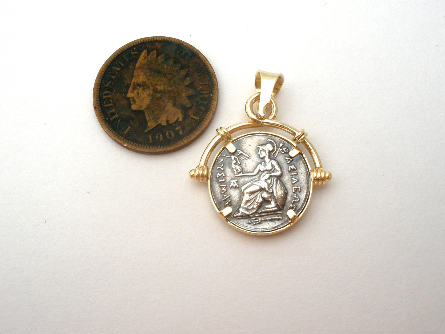 14k Gold & Silver Alexander The Great Coin Pendant