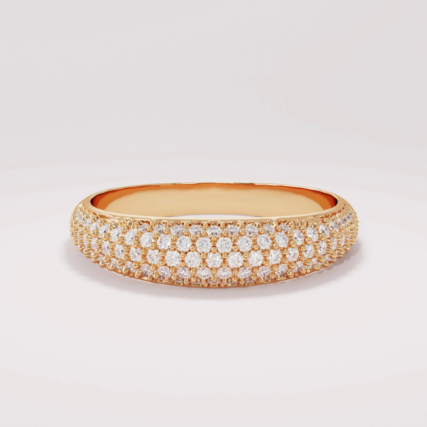 Chunky 14k Gold Dome Ring - Pavé Diamond Bubble Band, Fine Gift Jewelry for Mom