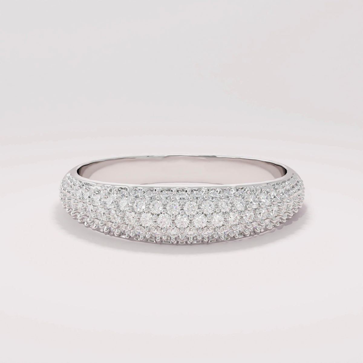 Chunky 14k Gold Dome Ring - Pavé Diamond Bubble Band, Fine Gift Jewelry for Mom