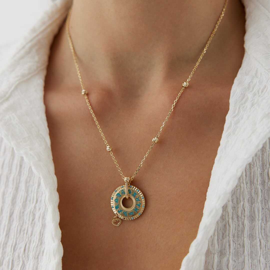 14k Gold Ball Chain Zodiac Necklace
