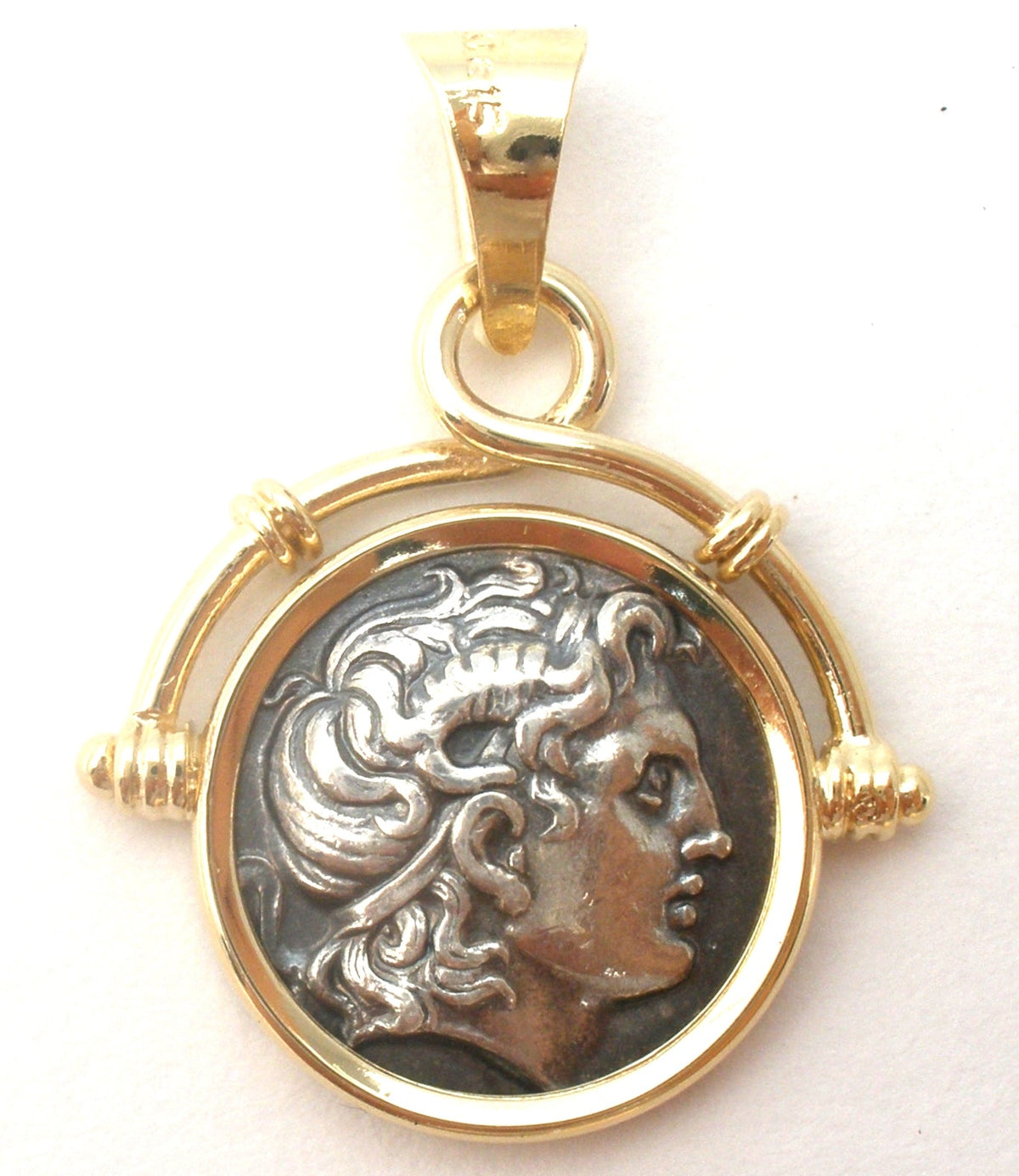 14k Gold & Silver Alexander The Great Coin Pendant