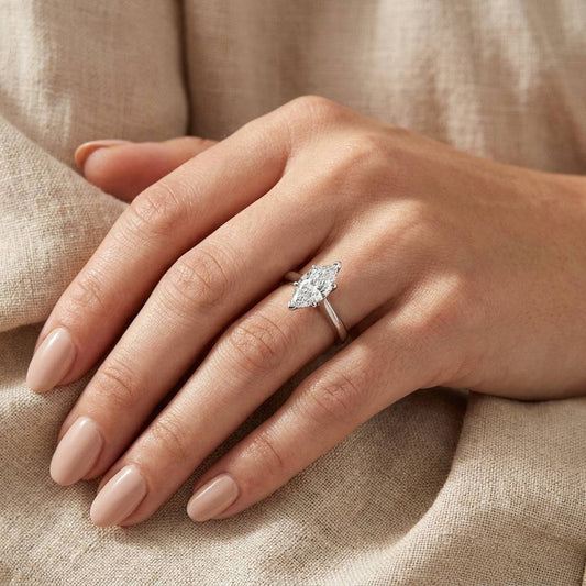 1.5 Carat Marquise Lab Grown Diamond Engagement Ring | 14K White Gold