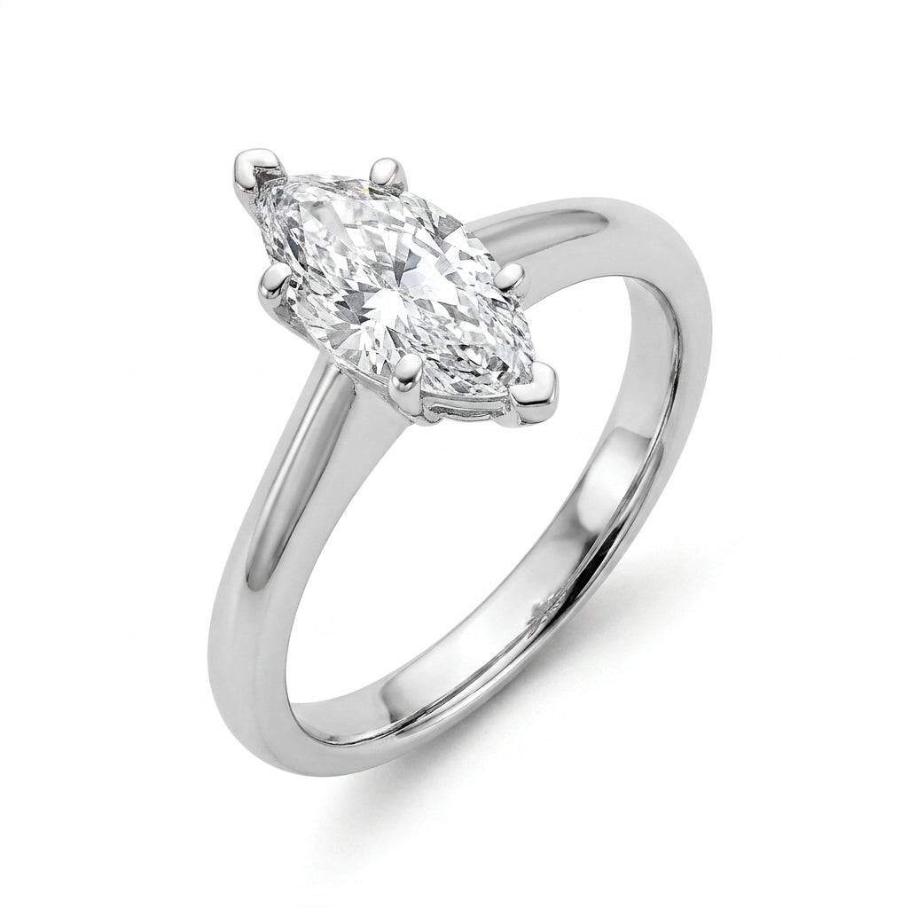1.5 Carat Marquise Lab Grown Diamond Engagement Ring | 14K White Gold