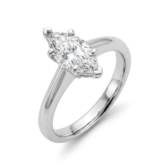 1.5 Carat Marquise Lab Grown Diamond Engagement Ring | 14K White Gold