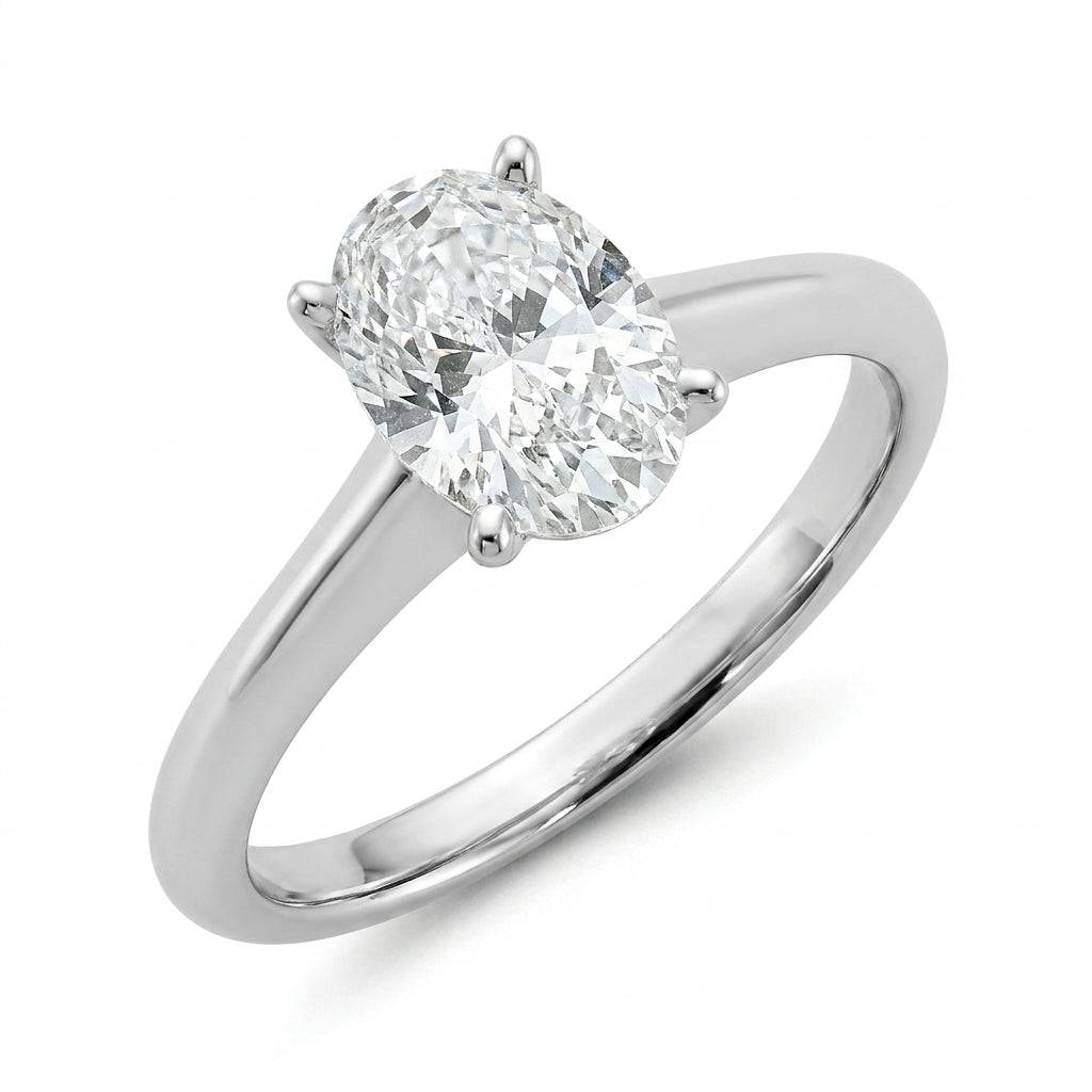 1.5 Carat Oval Lab Grown Diamond Engagement Ring | 14K White Gold