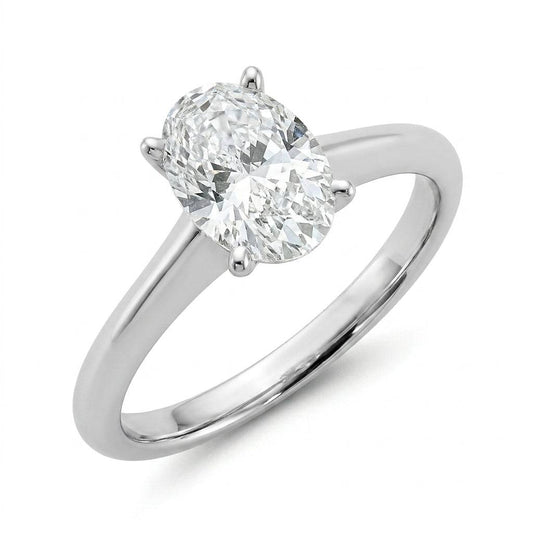 1.5 Carat Oval Lab Grown Diamond Engagement Ring | 14K White Gold