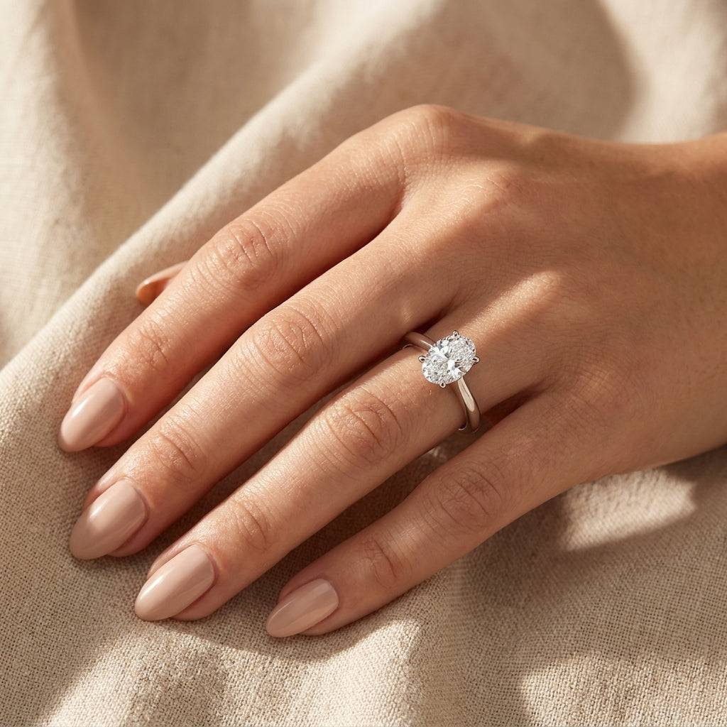 1.5 Carat Oval Lab Grown Diamond Engagement Ring | 14K White Gold