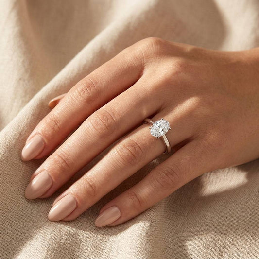 1.5 Carat Oval Lab Grown Diamond Engagement Ring | 14K White Gold