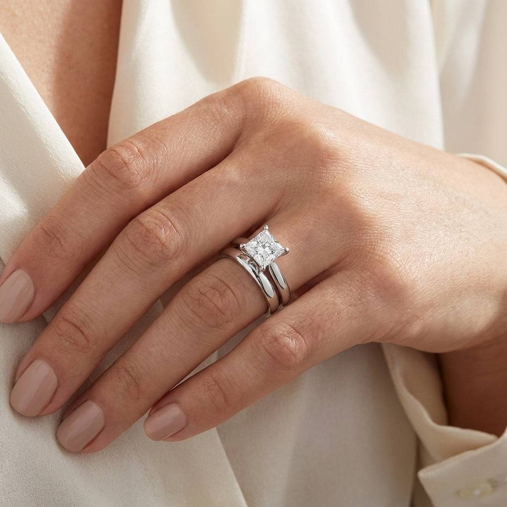 1.5 Carat Princess Lab Grown Diamond Engagement Ring | 14K White Gold
