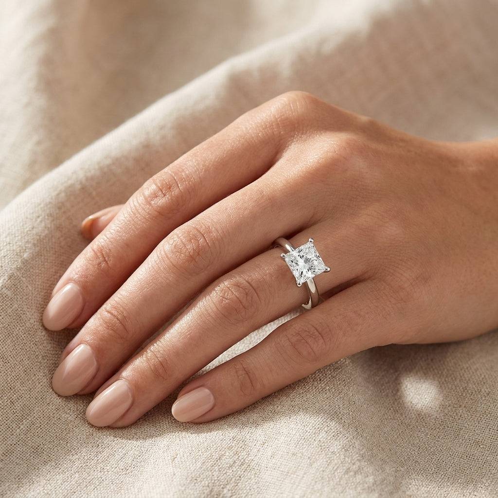 1.5 Carat Princess Lab Grown Diamond Engagement Ring | 14K White Gold