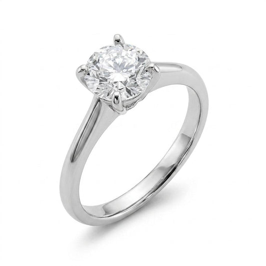 1.5 Carat Round Lab Grown Diamond Engagement Ring | 14K White Gold