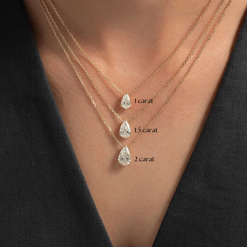 1.50 Carat Dainty Pear Diamond Pendant Necklace for Women