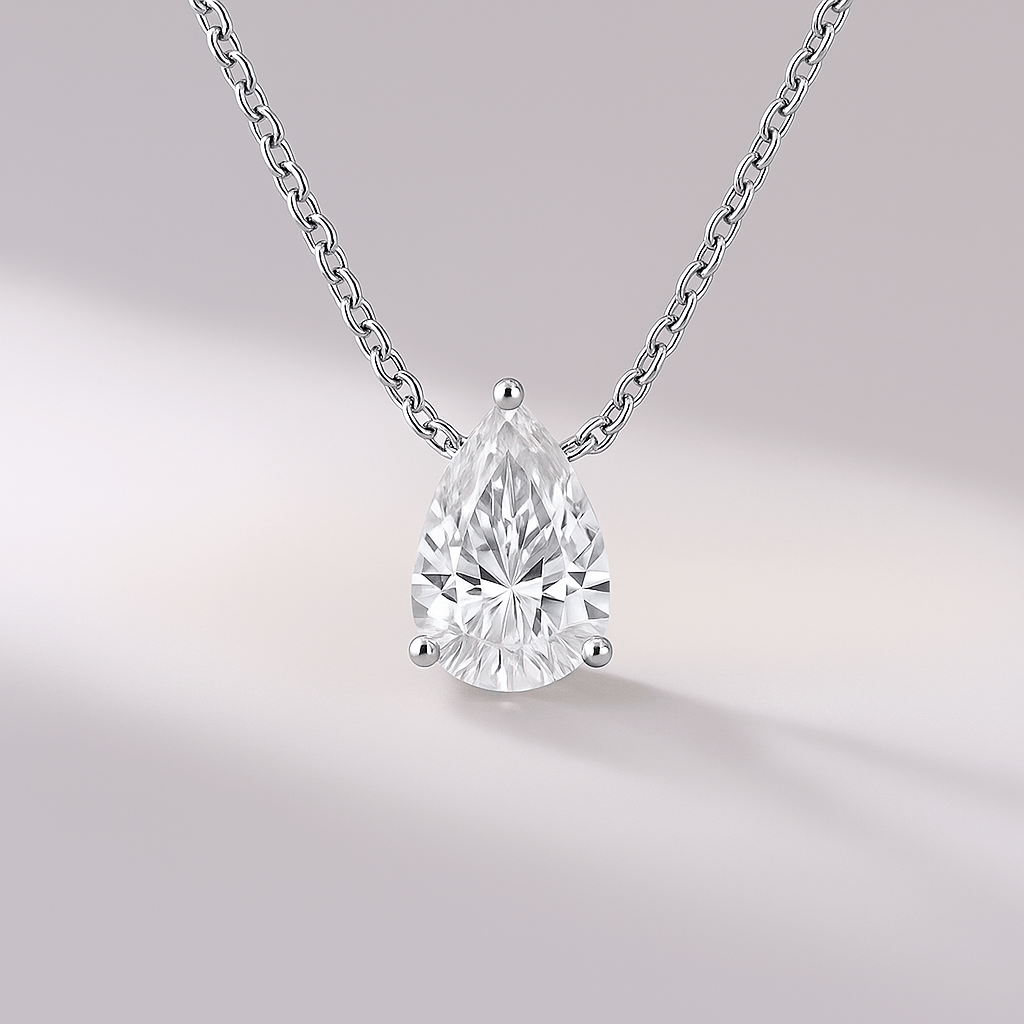 1.50 Carat Dainty Pear Diamond Pendant Necklace for Women