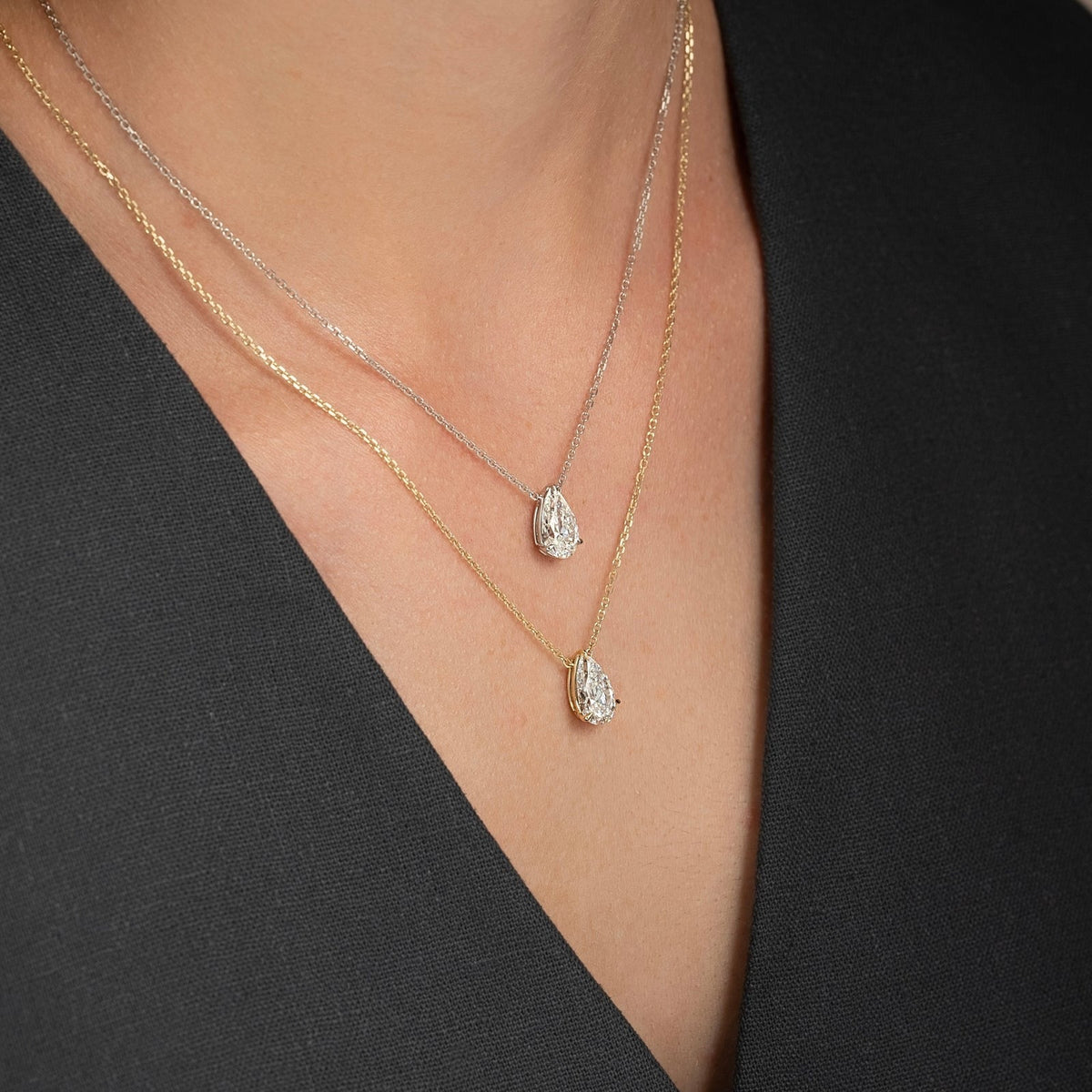 1.50 Carat Dainty Pear Diamond Pendant Necklace for Women