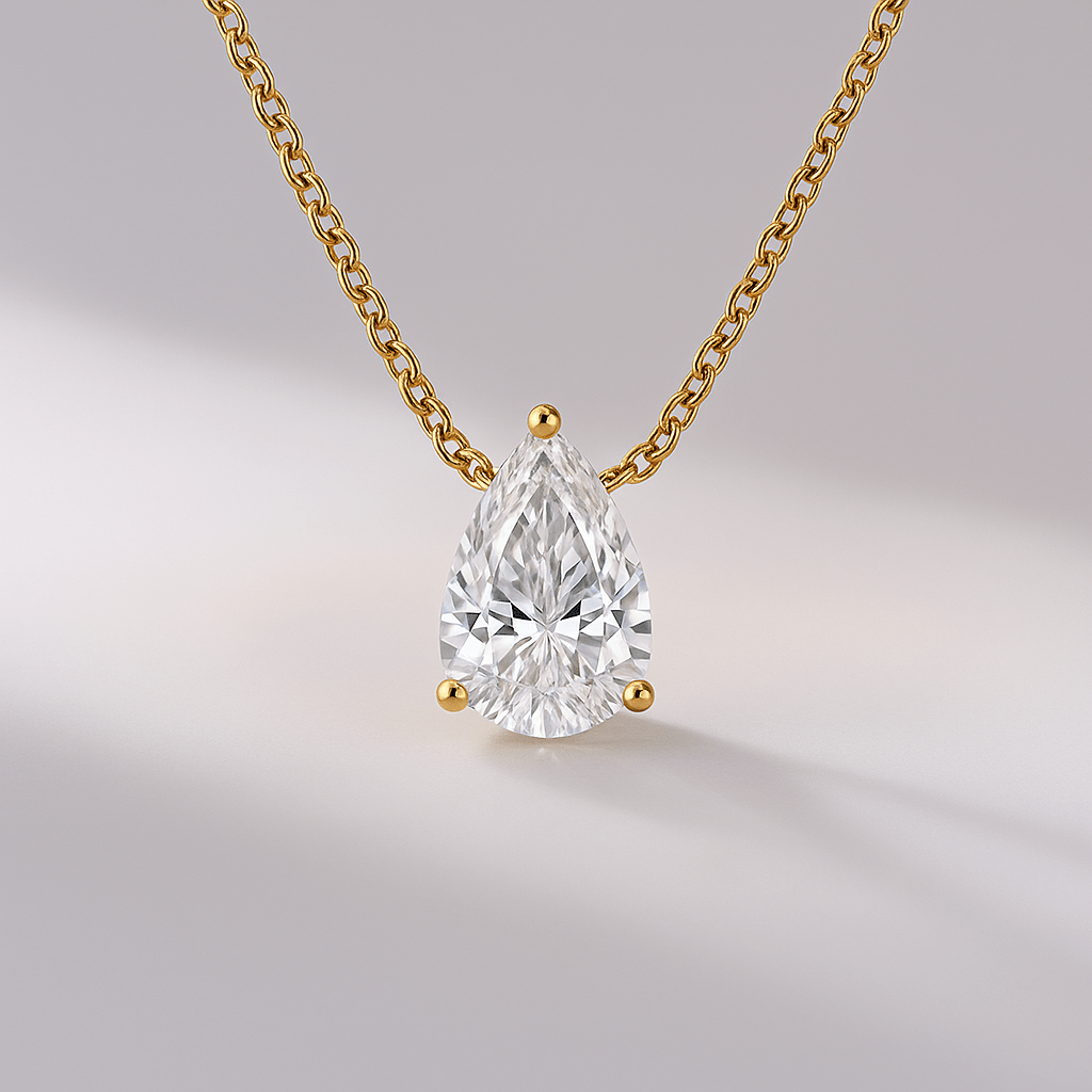1.50 Carat Dainty Pear Diamond Pendant Necklace for Women