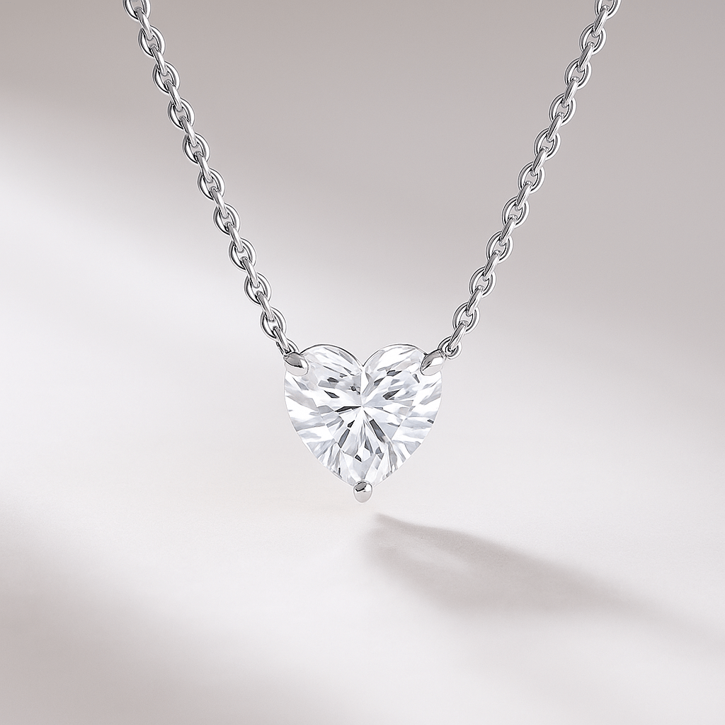 1 Carat Heart Cut Diamond Pendant Necklace