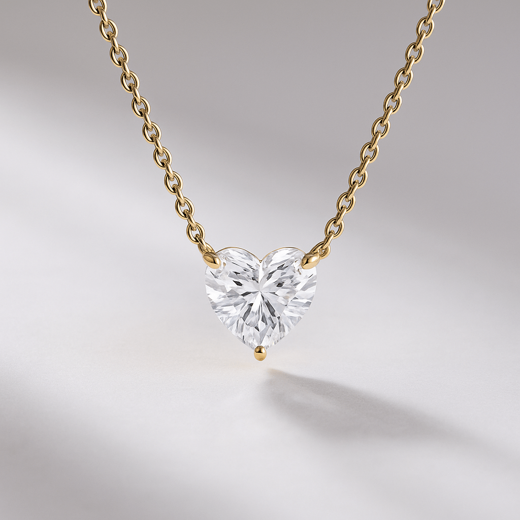 2 Carat Heart Hidden Halo Diamond Solitaire Pendant Necklace