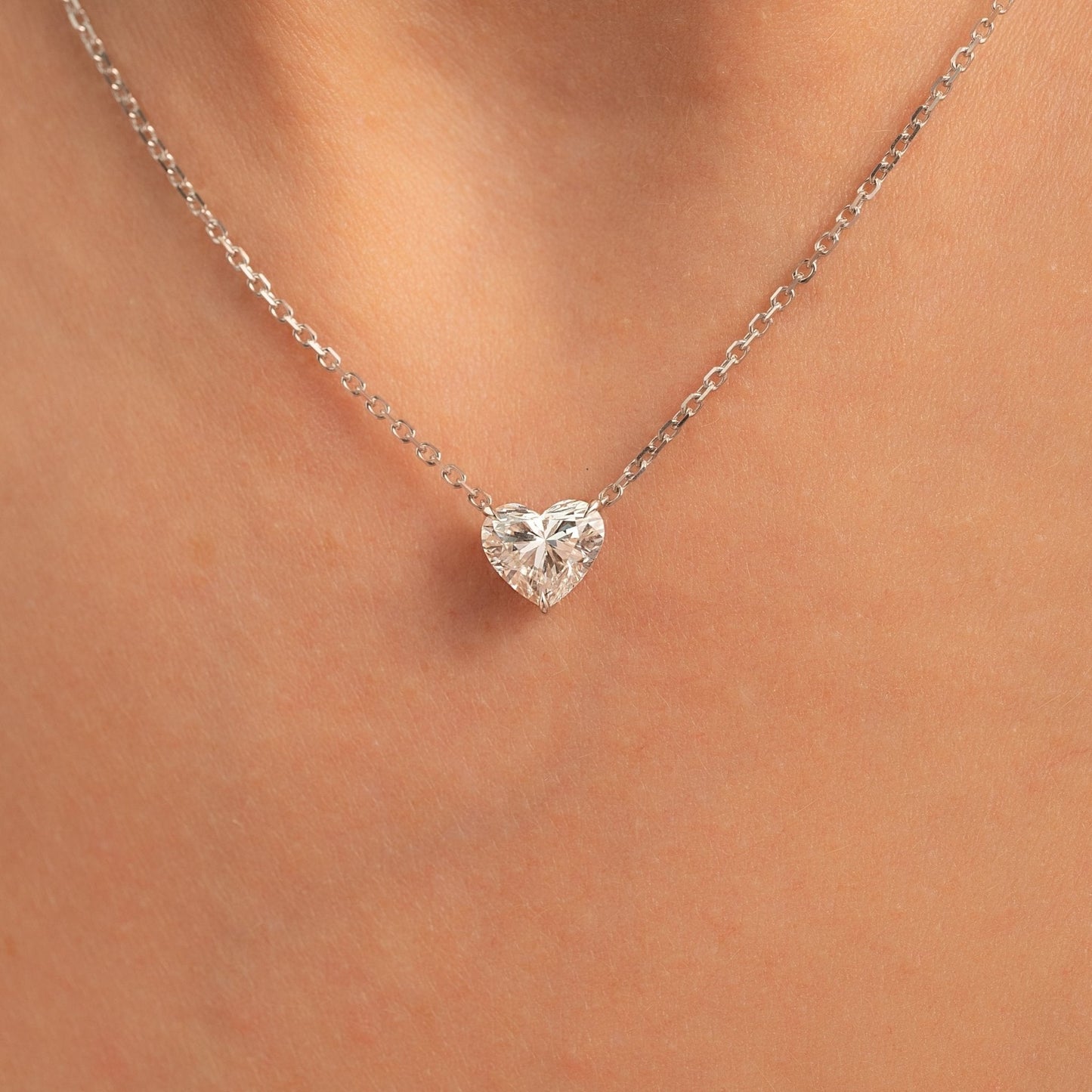 1.50 Carat Heart Shape Diamond Pendant Necklace for Women