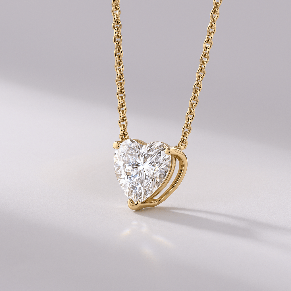2 Carat Heart Diamond Prong Set Pendant Necklace for Women