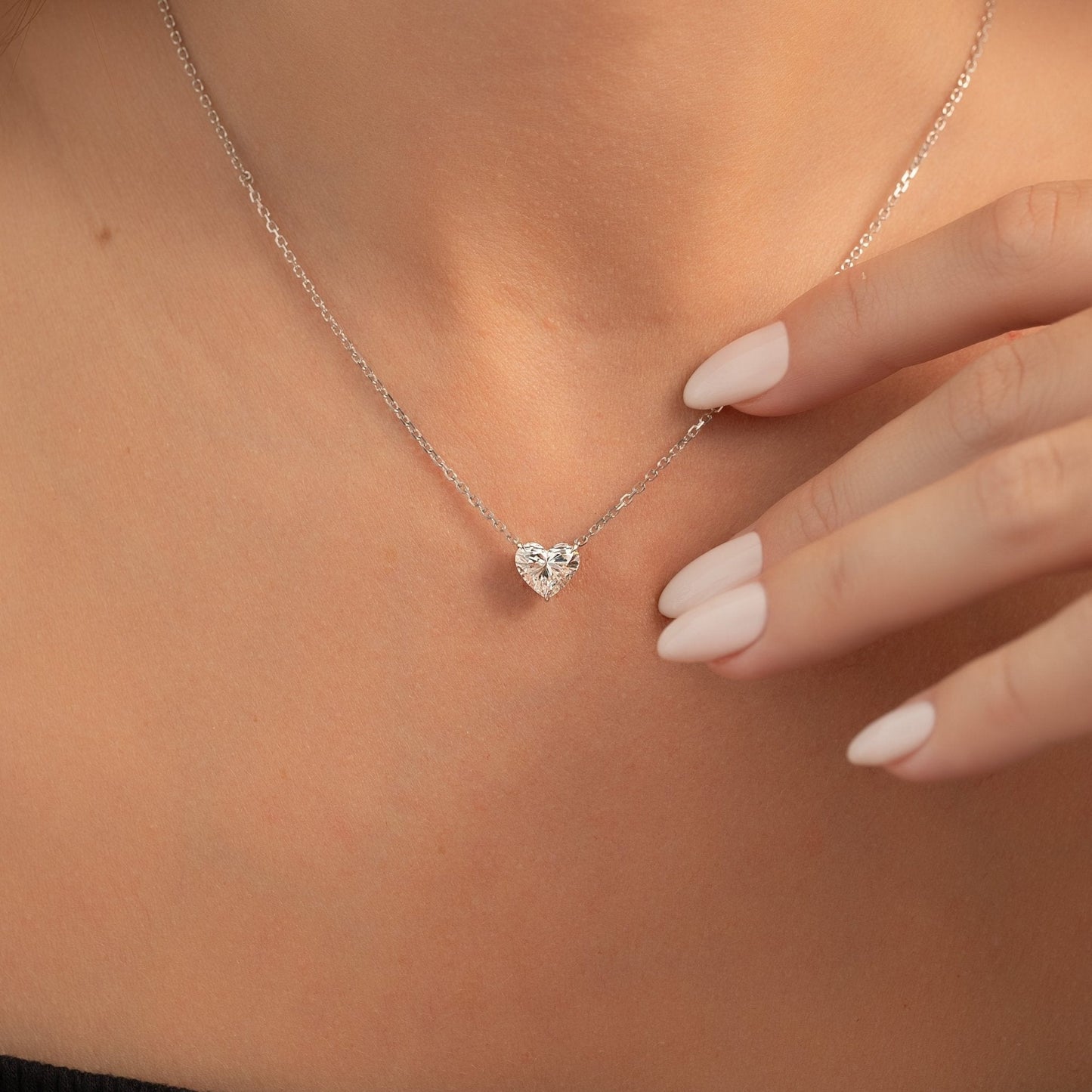 1.50 Carat Heart Shape Diamond Pendant Necklace for Women