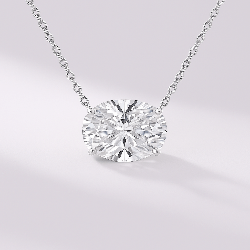 1.50 Carat Oval Diamond Solitaire Pendant Necklace