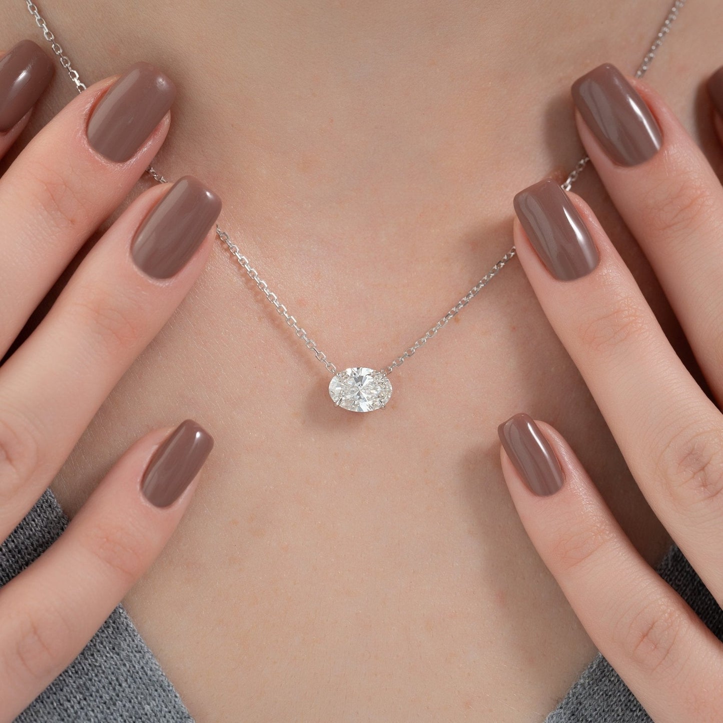1.50 Carat Oval Diamond Solitaire Pendant Necklace