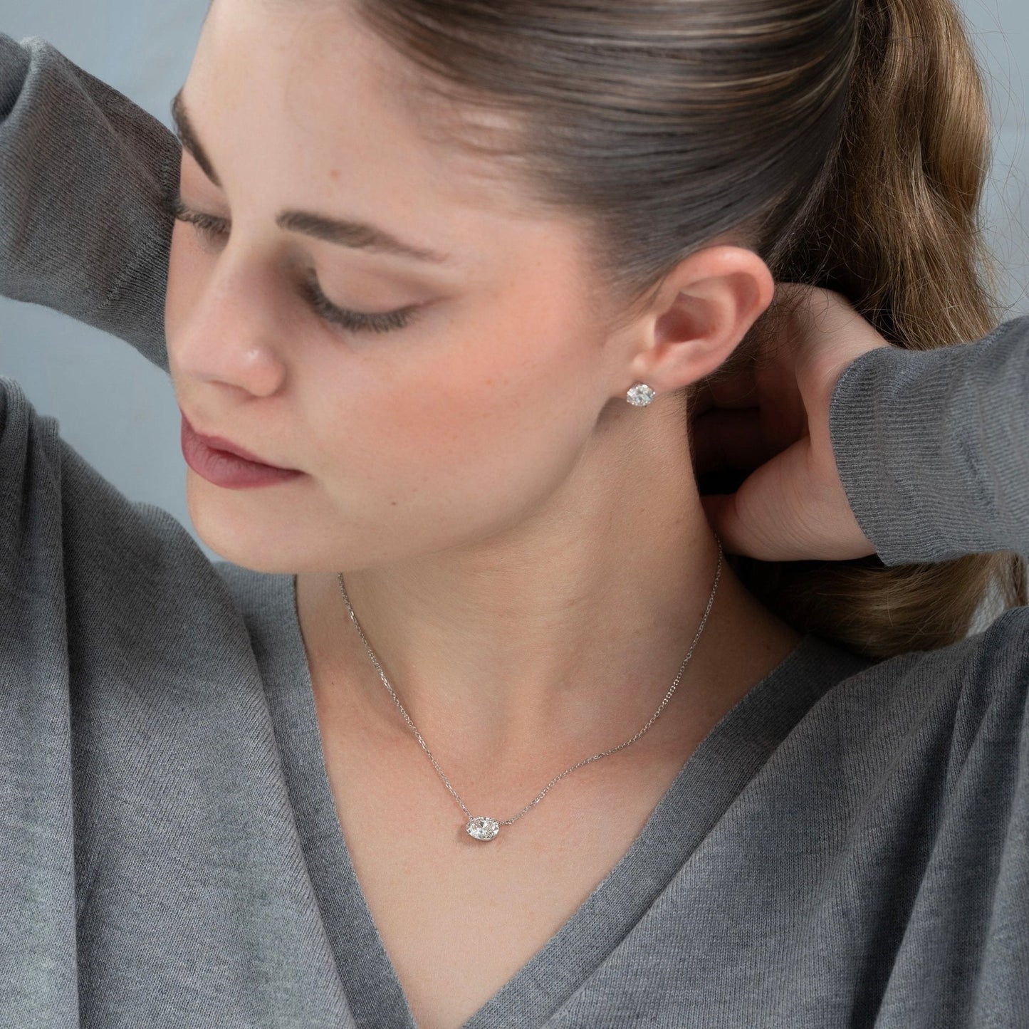 1.50 Carat Oval Diamond Solitaire Pendant Necklace