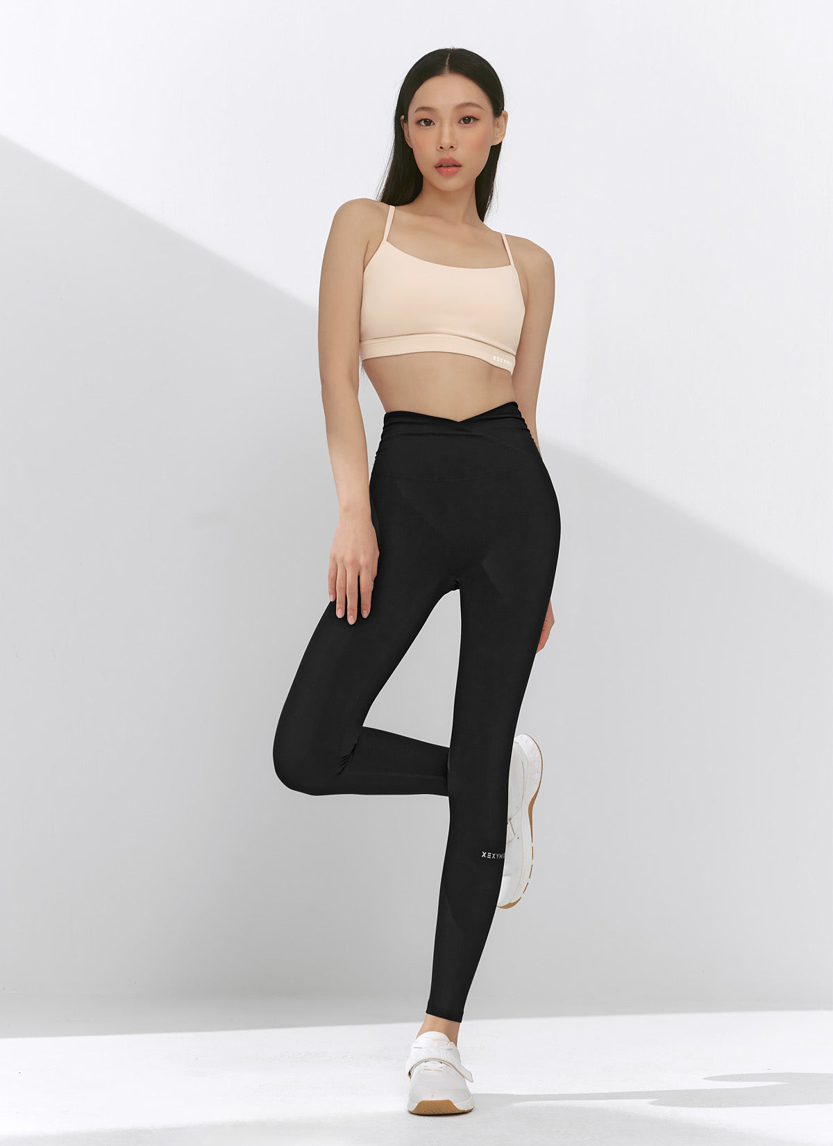 [1+1] Black Label Power Rise Shirring Leggings