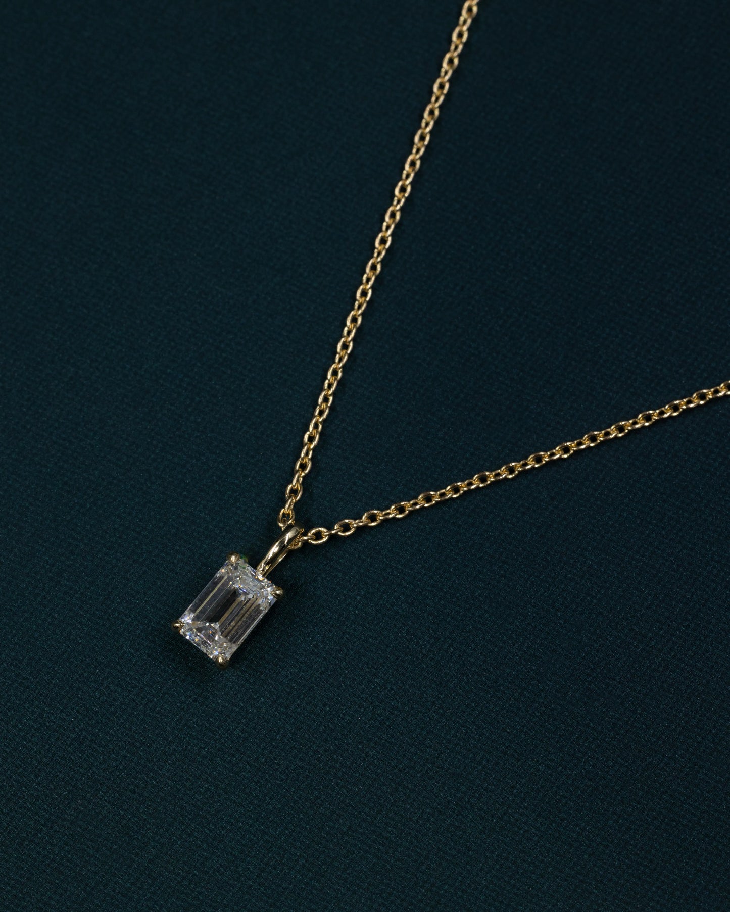 1.09 CT Emerald Cut Lab-Grown Diamond Solitaire Pendant Necklace
