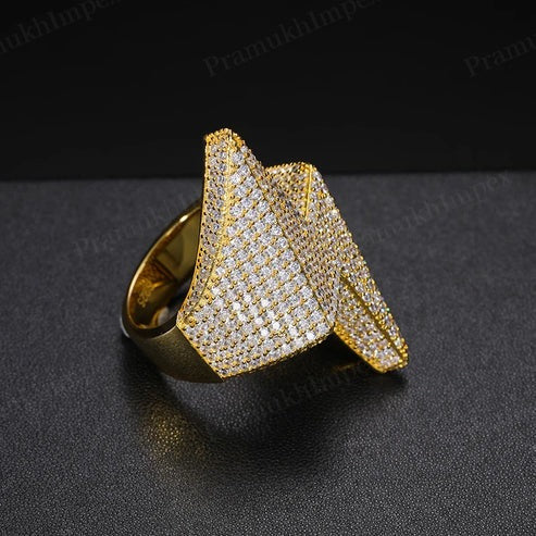 Top Trendy Design Yellow Gold Plated 925 Silver Moissanite Shocker Ring For Men's