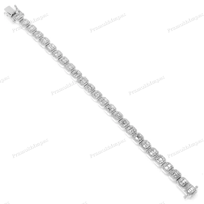 925 Silver Baguette Cut Moissanite Diamond Tennis Bracelet