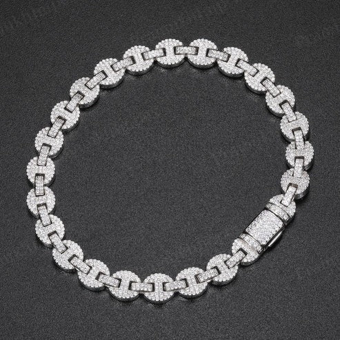 Antique VVS D Moissanite 925 Silver Iced Out Miami Weave Bracelet