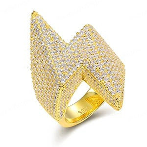 Top Trendy Design Yellow Gold Plated 925 Silver Moissanite Shocker Ring For Men's
