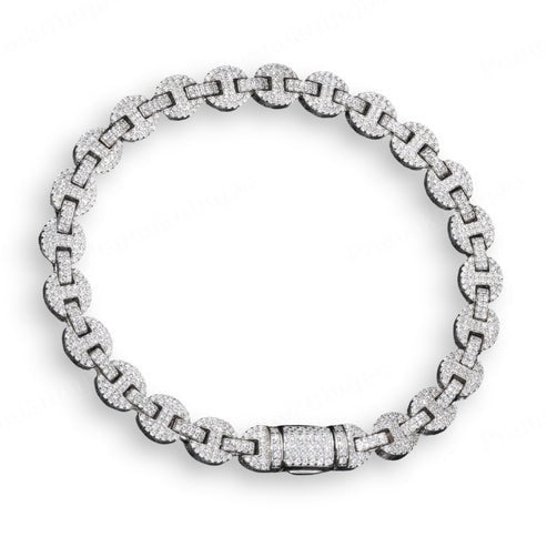 Antique VVS D Moissanite 925 Silver Iced Out Miami Weave Bracelet