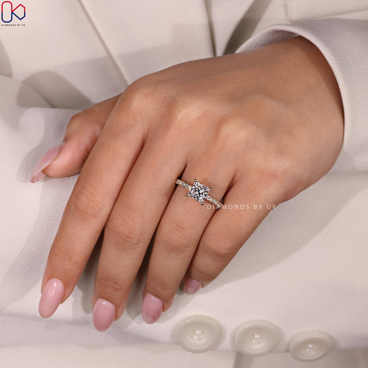 Princess Cut Engagement Ring - Pave Style