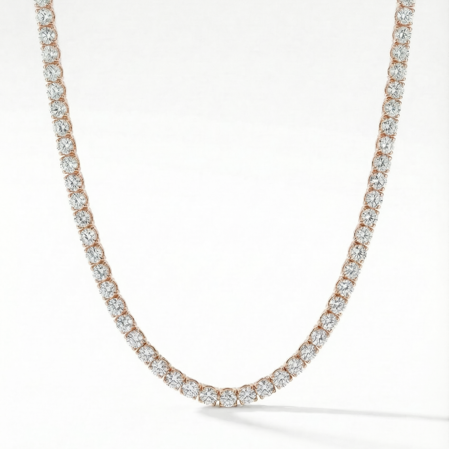 16.10 CTW Lab-Grown Diamond Tennis Necklace | 18" | 14K Gold