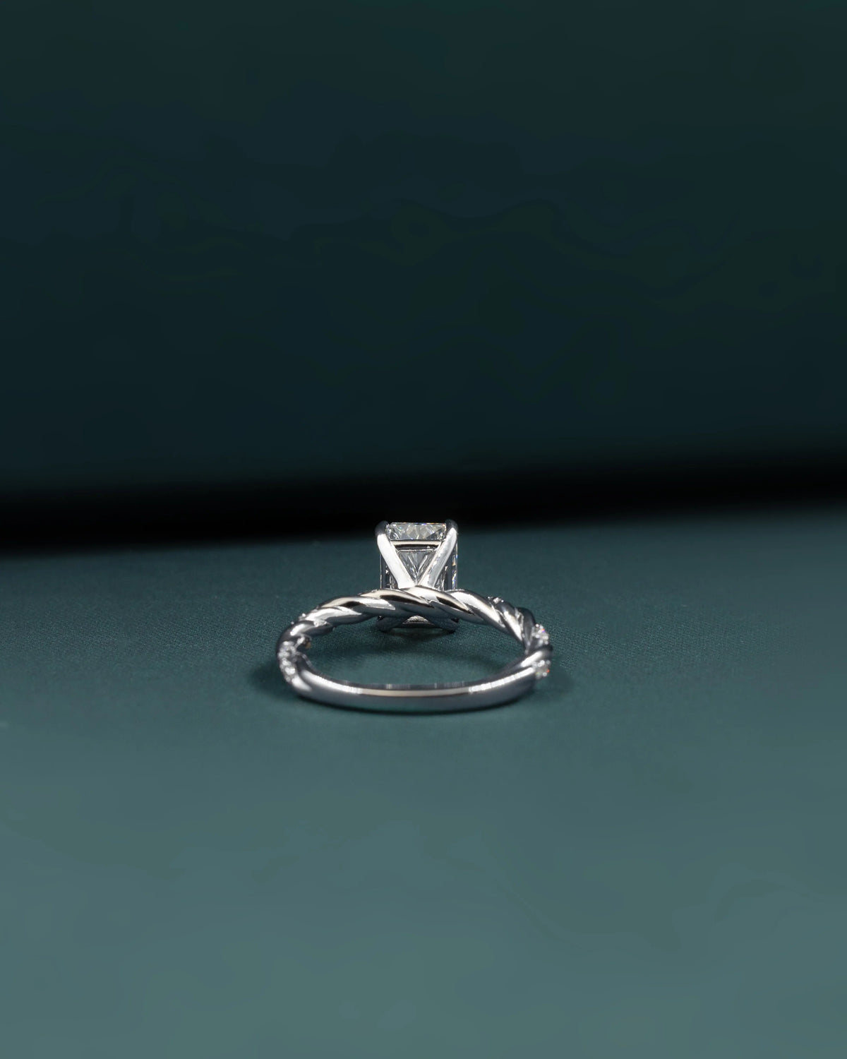 2.16 CTW Emerald Cut Lab-Grown Diamond Twisted Pave Solitaire Ring