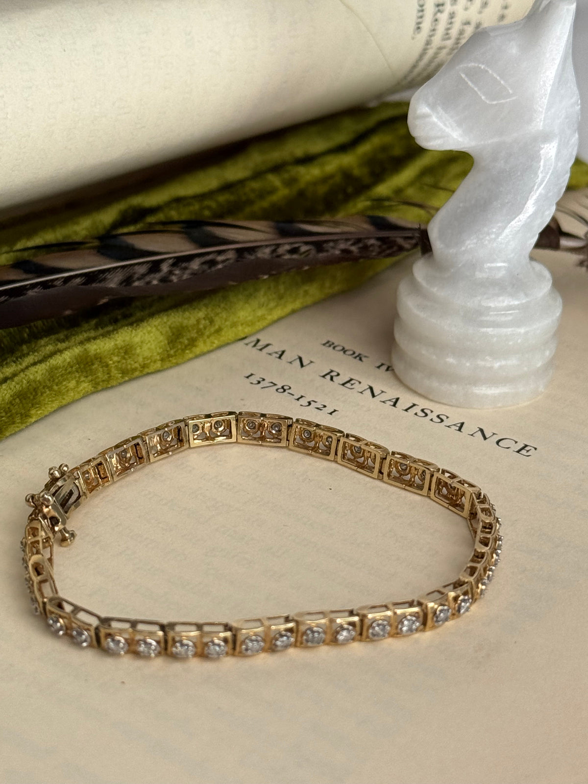Vintage 10k & Natural Diamond Tennis Bracelet