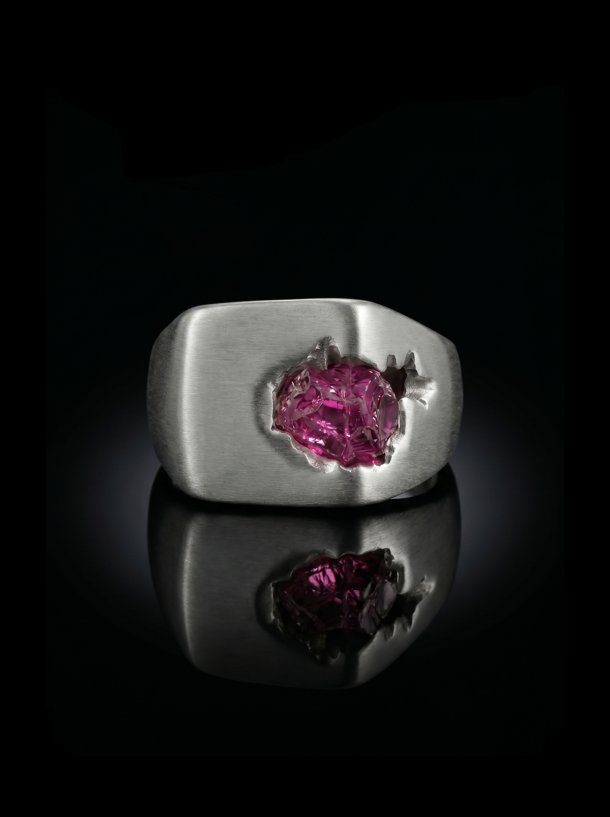 Raw Pink Tourmaline Men's Ring By Harshita Jewellery