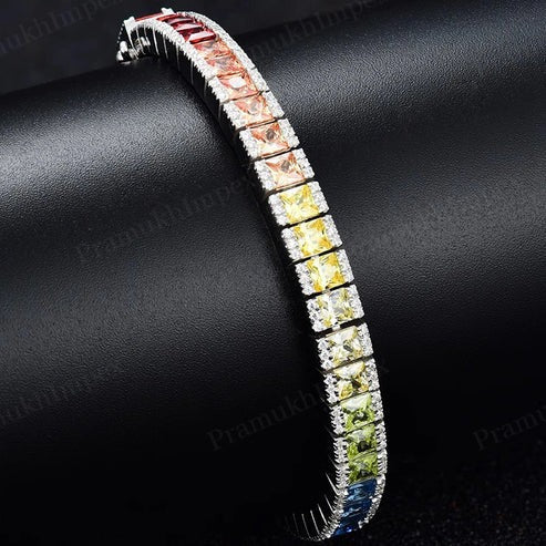 Lab Created Colored Diamond Sterling Silver 7inch Glow Tennis Bracelet