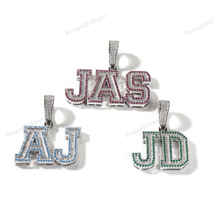 Iced S925 Silver Moissanite Two Tone Letter Pendant