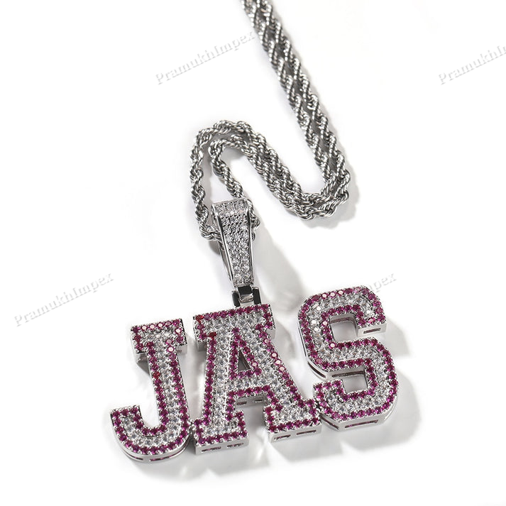 Iced S925 Silver Moissanite Two Tone Letter Pendant