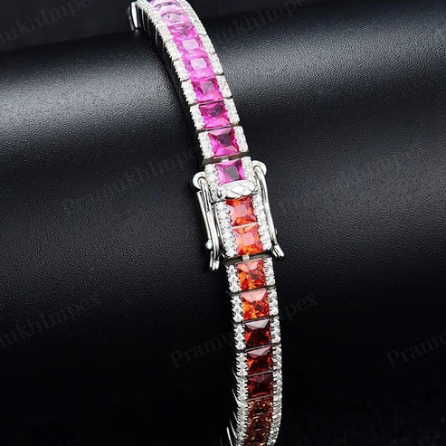 Lab Created Colored Diamond Sterling Silver 7inch Glow Tennis Bracelet