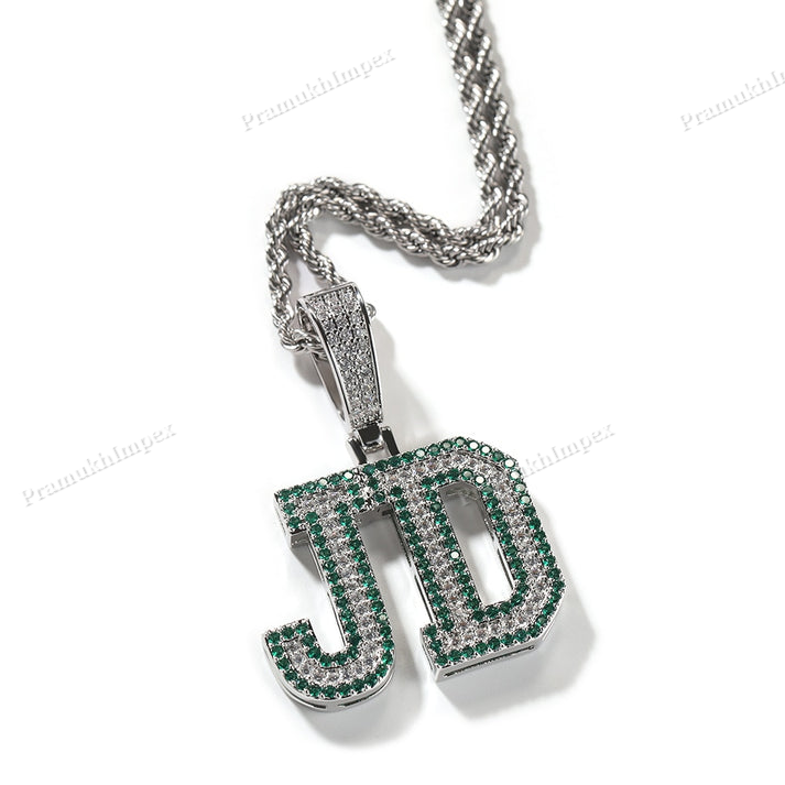 Iced S925 Silver Moissanite Two Tone Letter Pendant