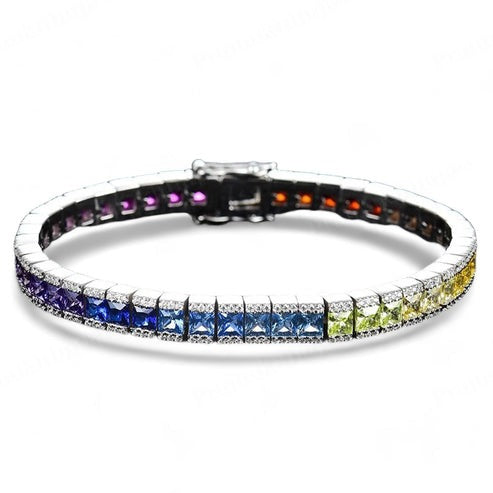 Lab Created Colored Diamond Sterling Silver 7inch Glow Tennis Bracelet