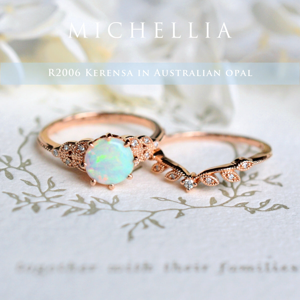 [Kerensa] Classic Floral Engagement Ring in Opal