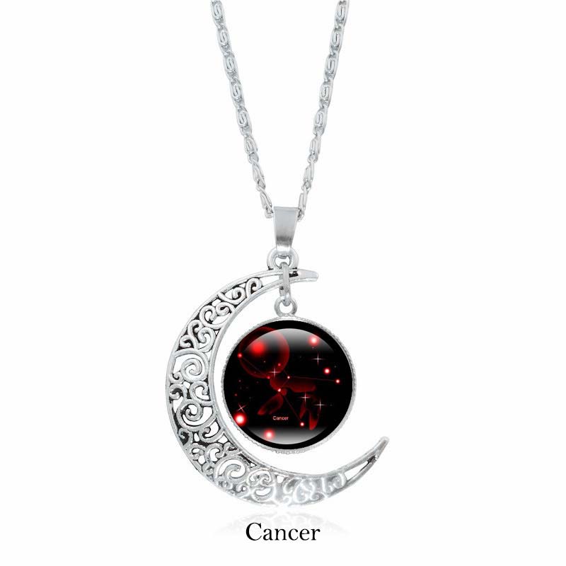 Fortune Jewel 12 Constellations of the Zodiac Moon Protection Necklace Chain Pendant
