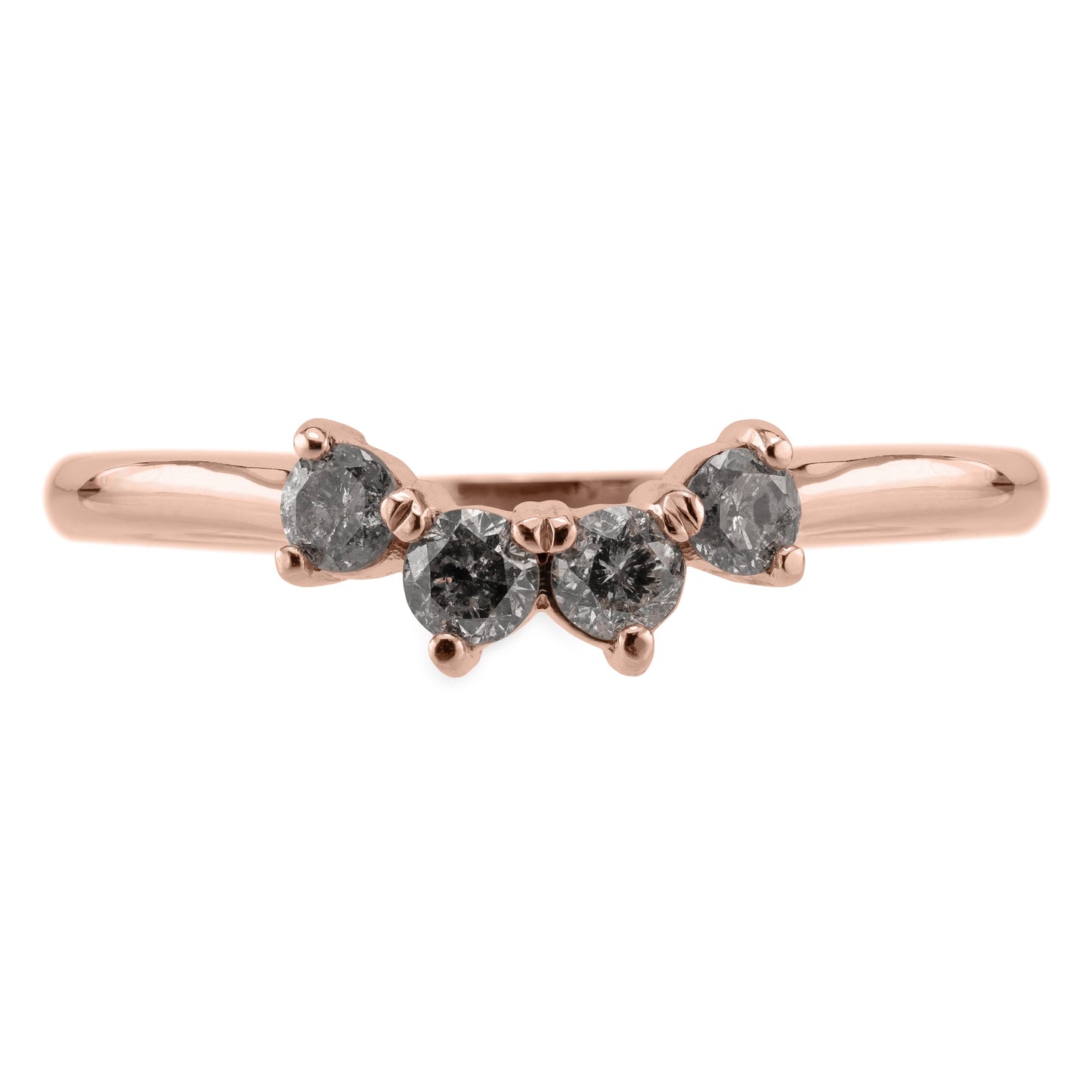 Ursa Wedding Ring, 4 Salt and Pepper Diamond, Round Band