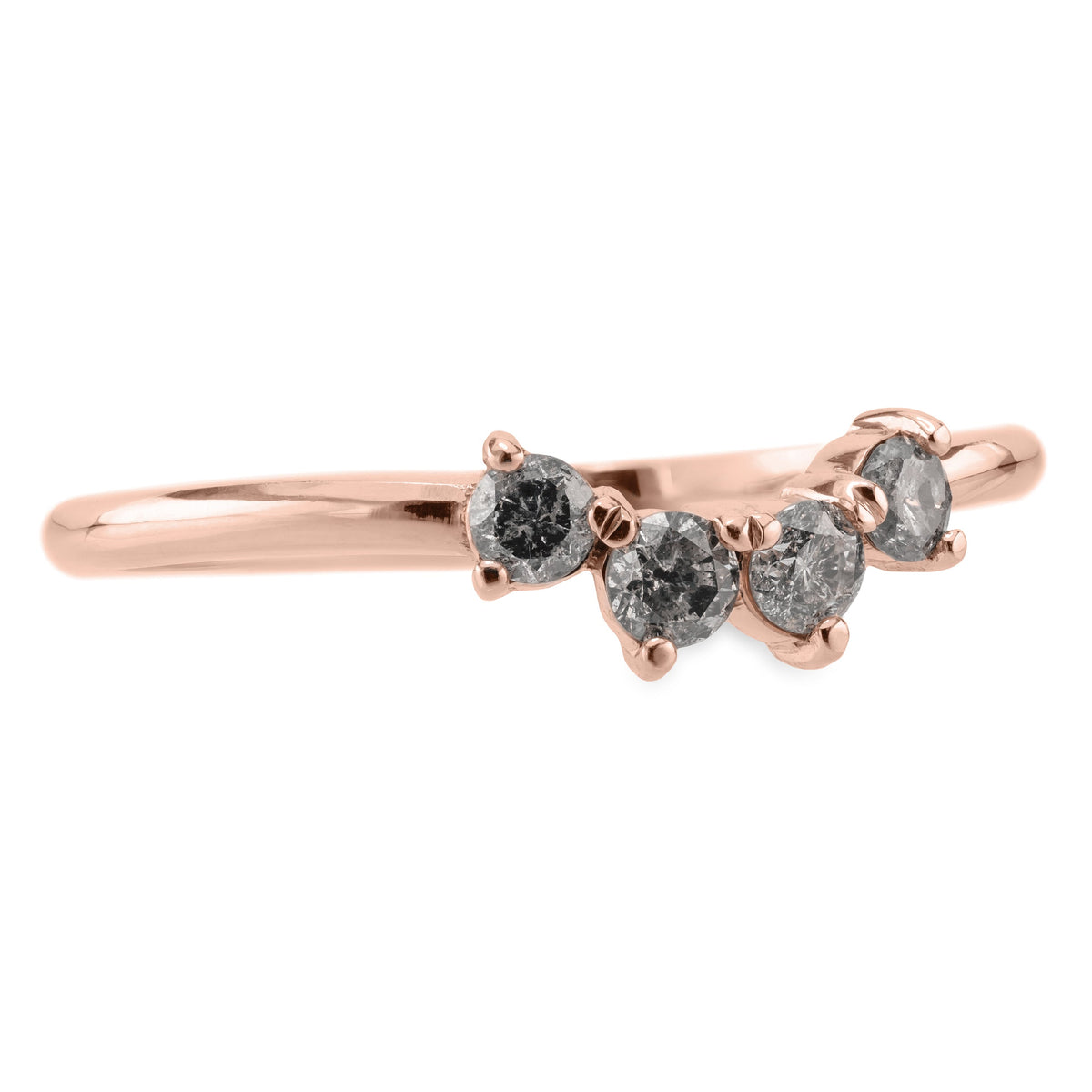 Ursa Wedding Ring, 4 Salt and Pepper Diamond, Round Band