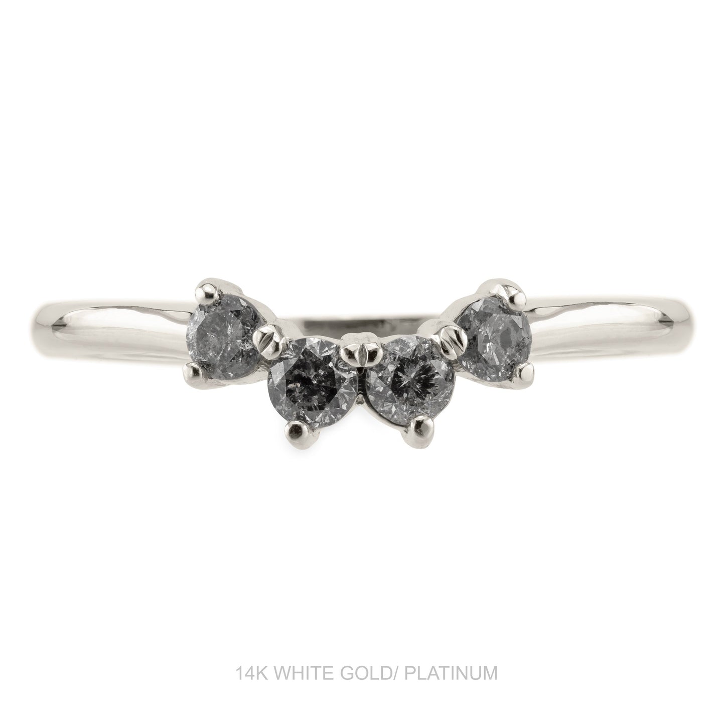 Ursa Wedding Ring, 4 Salt and Pepper Diamond, Round Band
